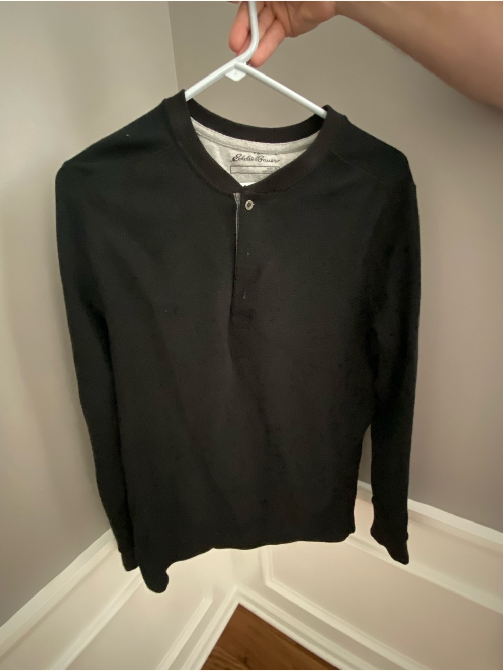 Eddie Bauer Black Long Sleeve Henley Top